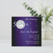 50e Paarse uitnodiging van Disco Ball Party (Staand voorkant)