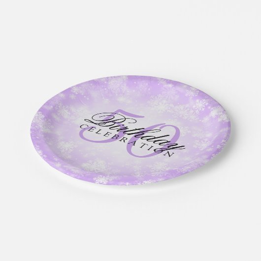 50e Paarse winterdag van de Birthday Party Papieren Bordje (Gekanteld)