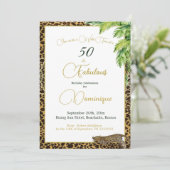 50e Palm Leopard Print Wild Verjaardag Kaart (Staand voorkant)