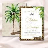 50e Palm Leopard Print Wild Verjaardag Kaart