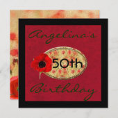 50e papaverbloem - uitnodiging voor geboorte (Voorkant / Achterkant)