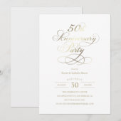 50e partij bij het Jubileum | Faux Gold Foil Invit Kaart (Voorkant / Achterkant)