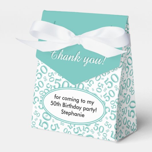 50e Partij Willekeurige Getal Patroon Blauwgroen/W Bedankdoosjes (Voorkant Zijde)