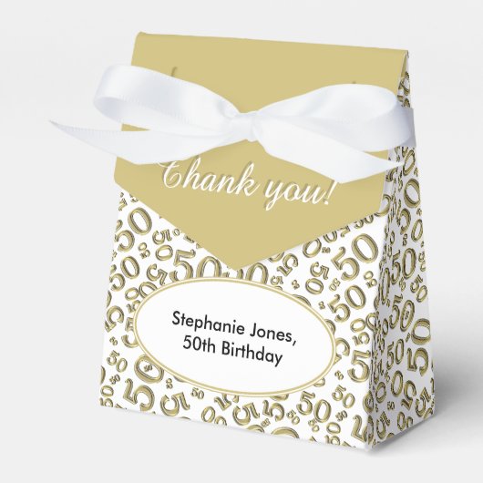 50e Partij Willekeurige Nummer Patroon Goud/Wit Bedankdoosjes (Voorkant Zijde)