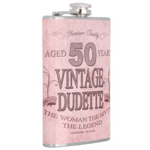 50e Pink Humor Vintage Stijl Meid Fles Heupfles