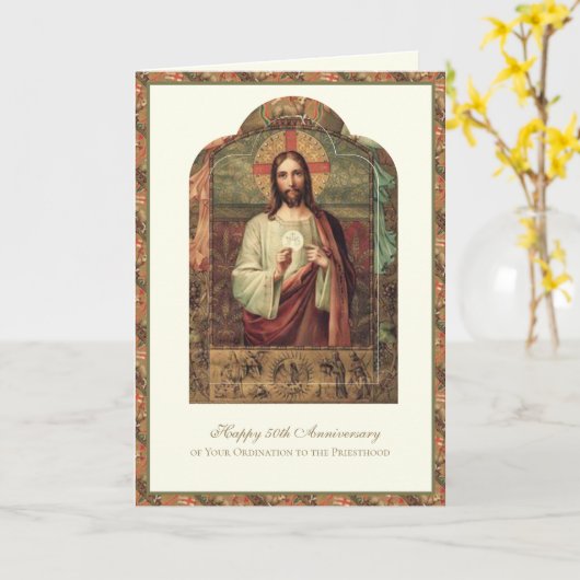 50e PRIEST-JUBILEUM Kaart (Gele Bloem)