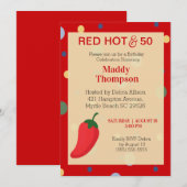 50e Red Hot Pepper Birthday Party Kaart (Voorkant / Achterkant)
