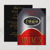  50e Red Silver Flacon Birthday Party Kaart (Voorkant / Achterkant)