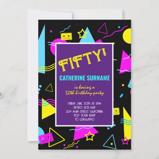 50e Retro Kleurrijke Verjaardag Viering Kaart (Voorkant)