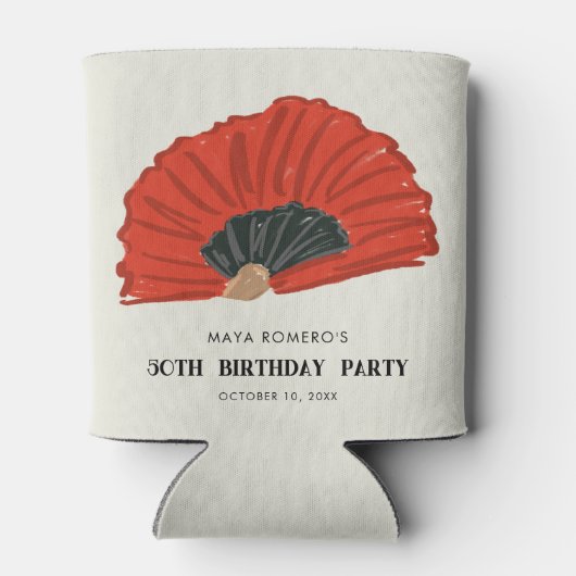 50e Rode Flamenco Fan Verjaardagsfeestje Blikjeskoeler (Achterkant)