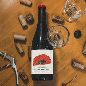 50e Rode Flamenco Fan Verjaardagsfeestje Wijn Etiket