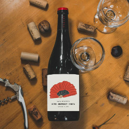 50e Rode Flamenco Fan Verjaardagsfeestje Wijn Etiket