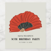 50e Rode Flamenco Fan Verjaardagsfeestje Wijn Etiket