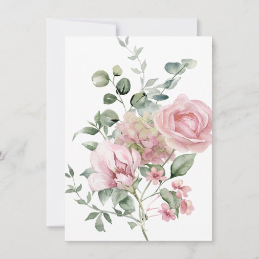 50e roos Bloemen Verjaardagsuitnodiging Kaart (Achterkant)