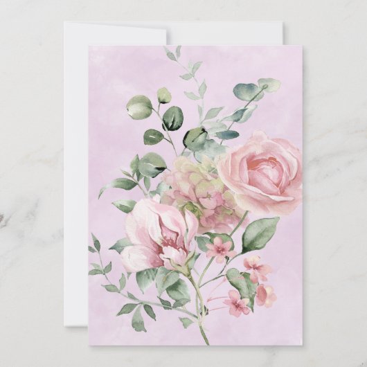 50e roos Bloemen Verjaardagsuitnodiging Kaart (Achterkant)