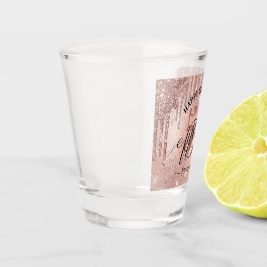 50e Roos Gold Happy Birthday Shot Glas (Links)