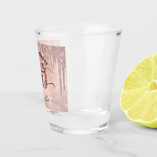 50e Roos Gold Happy Birthday Shot Glas (Rechts)