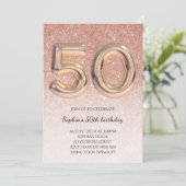 50e Roos op de geboorte Gold Glitter Elegant Kaart (Staand voorkant)