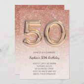 50e Roos op de geboorte Gold Glitter Elegant Kaart (Voorkant / Achterkant)