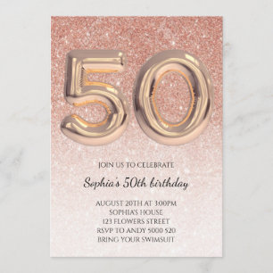 50e Roos op de geboorte Gold Glitter Elegant Kaart