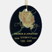 50e Roos van het Jubileum van de Golden Wedding Keramisch Ornament (Rechts)