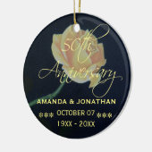 50e Roos van het Jubileum van de Golden Wedding Keramisch Ornament (Links)