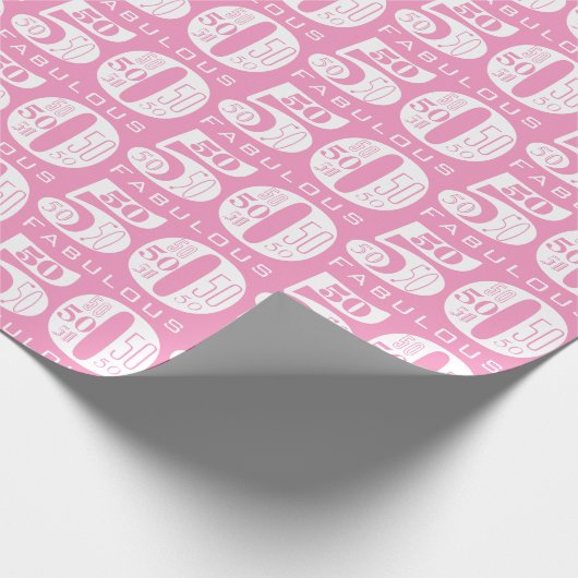 50e roze verjaardag cadeaupapier (Hoek)