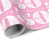 50e roze verjaardag cadeaupapier (Rol Hoek)