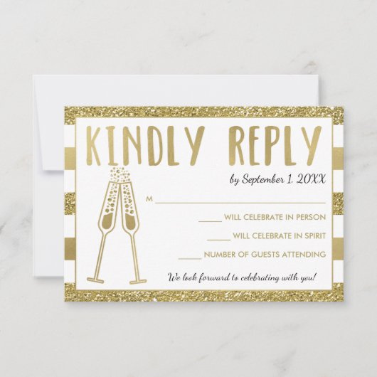 50e RSVP-kaart van Jubileum, Faux Gold Kaart (Voorkant)