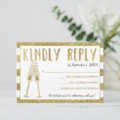 50e RSVP-kaart van Jubileum, Faux Gold Kaart (Staand voorkant)