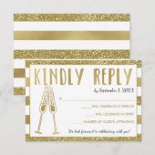 50e RSVP-kaart van Jubileum, Faux Gold Kaart (Voorkant / Achterkant)