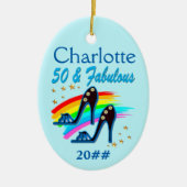 50E SCHOENENKONINGIN GEDATEERD EN AANGEPAST ORNAME KERAMISCH ORNAMENT (Voorkant)