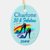 50E SCHOENENKONINGIN GEDATEERD EN AANGEPAST ORNAME KERAMISCH ORNAMENT (Achterkant)