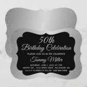 50e Silver Foil Fab Glam Birthday Party Invite Kaart (Voorkant / Achterkant)