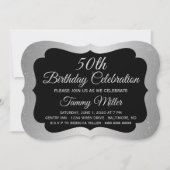 50e Silver Foil Fab Glam Birthday Party Invite Kaart (Voorkant)