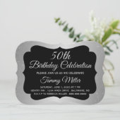 50e Silver Foil Fab Glam Birthday Party Invite Kaart (Staand voorkant)