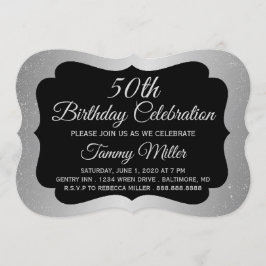 50e Silver Foil Fab Glam Birthday Party Invite Kaart