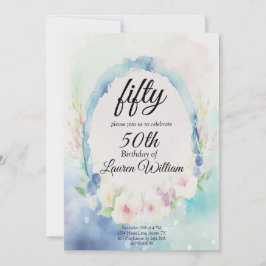 50e Simple Fifty Watercolor Bloemengeburtstag Kaart