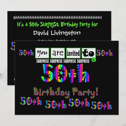 50e Sjabloon van de geboorte van de SURPRISE Kaart (Voorkant / Achterkant)