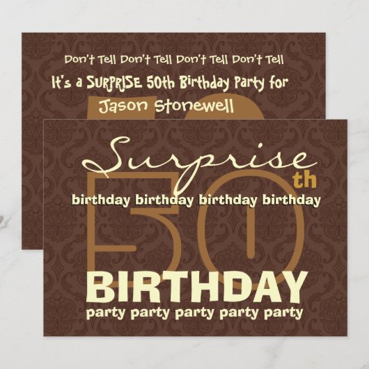 50e SOPRISE Birthday Chocolate and Gold W044A Kaart (Voorkant / Achterkant)