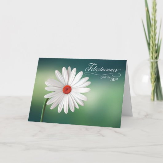 50e Spaanse Anniversario Wedding White Daisies Kaart (Voorkant)