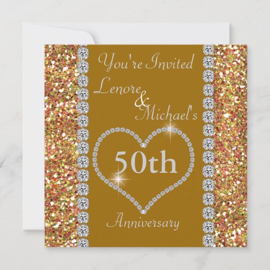50e SPARKLE Jubileum Party Invitation Kaart (Voorkant)