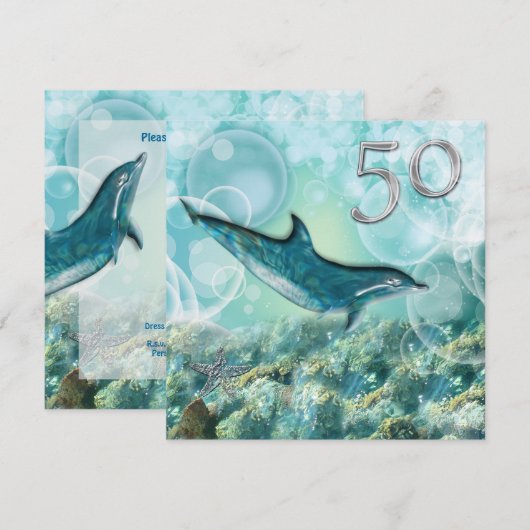 50e strand tropische verjaardagsfeest kaart (Voorkant / Achterkant)