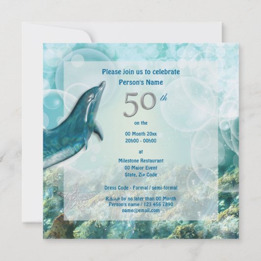 50e strand tropische verjaardagsfeest kaart (Achterkant)