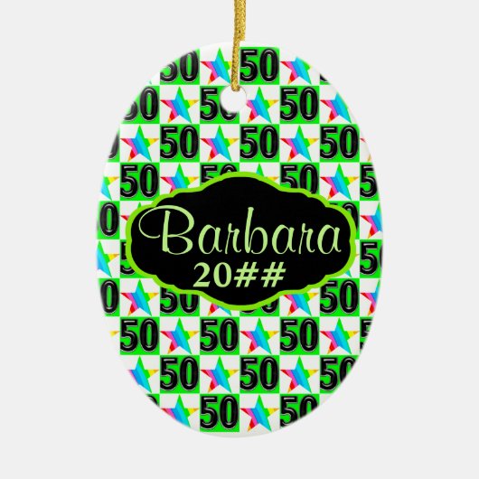 50E SUPER STAR GEPERSONALISEERD EN GEDATEERD ORNAM KERAMISCH ORNAMENT (Voorkant)