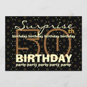 50e SUPRISE Birthday Black Gold Confetti W044B Kaart