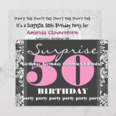 50e SUPRISE Birthday Party Grey and Pink T302A Kaart (Voorkant / Achterkant)