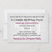 50e SUPRISE Birthday Party Grey and Pink T302A Kaart (Achterkant)