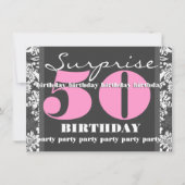 50e SUPRISE Birthday Party Grey and Pink T302A Kaart (Voorkant)