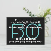 50e SUPRISE Birthday Party Invitation Sjabloon Kaart (Staand voorkant)